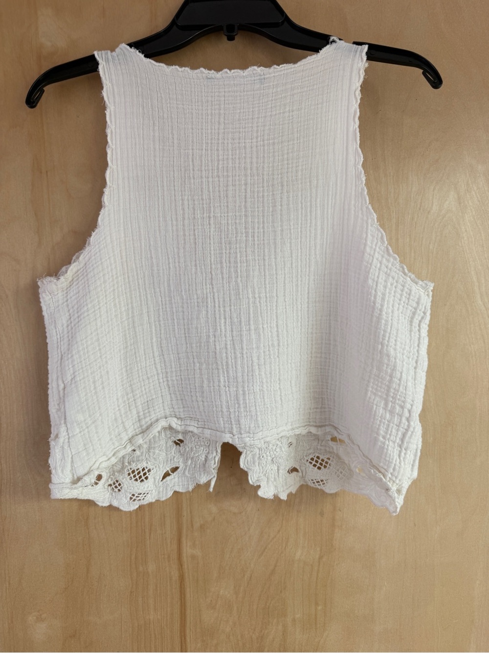 Zara Embroidered Openwork Gauze Tie-Front Vest Top: M - Picture 6 of 11